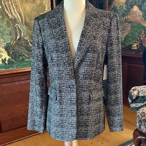Nine West Black and White Textured Blazer